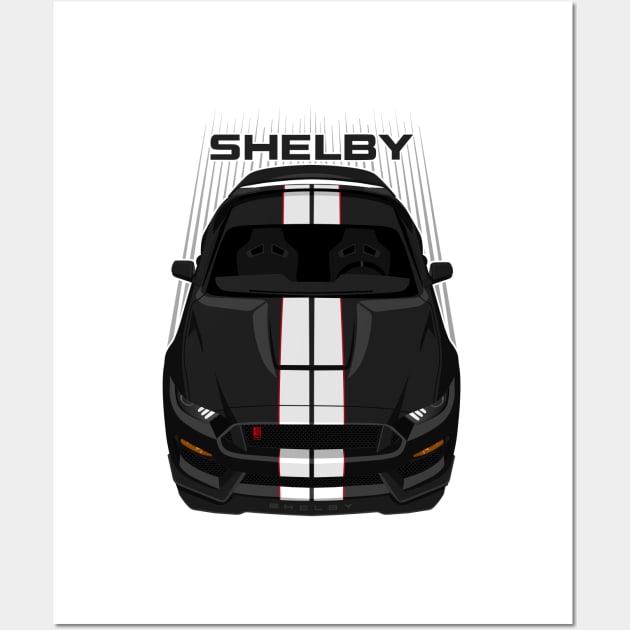 Ford Mustang Shelby GT350R 2015 - 2020 - Black - White Stripes Wall Art by V8social